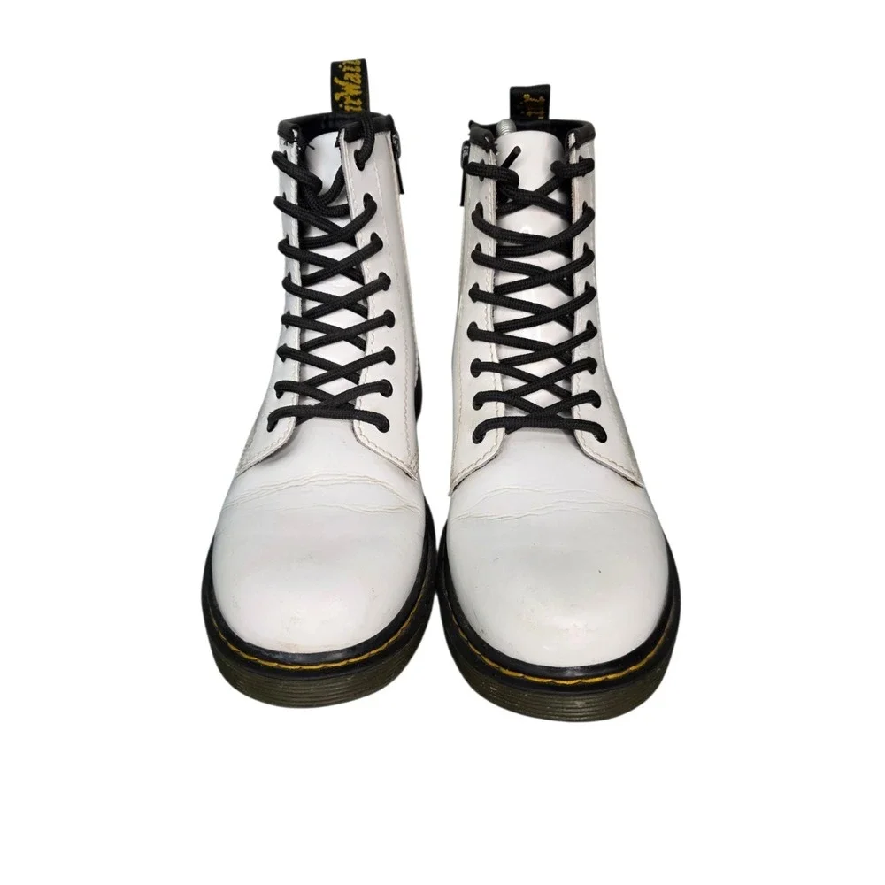 Dr Martens 1460 J White Patent Leather Lace Up Boots Youth US 4 EU 36